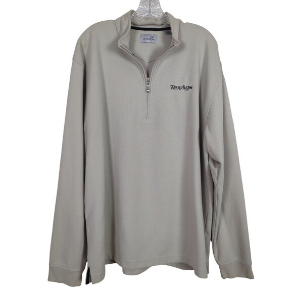 Ashworth TexAgs Light Beige Quarter Zip Pullover long sleeve Sweatshirt 2XL‎ - Picture 1 of 14